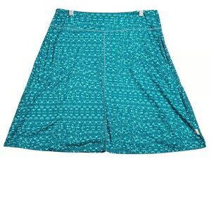 Mountain Hardwear Skirt Womens M Teal Abstract Stretch Knit Knee Length